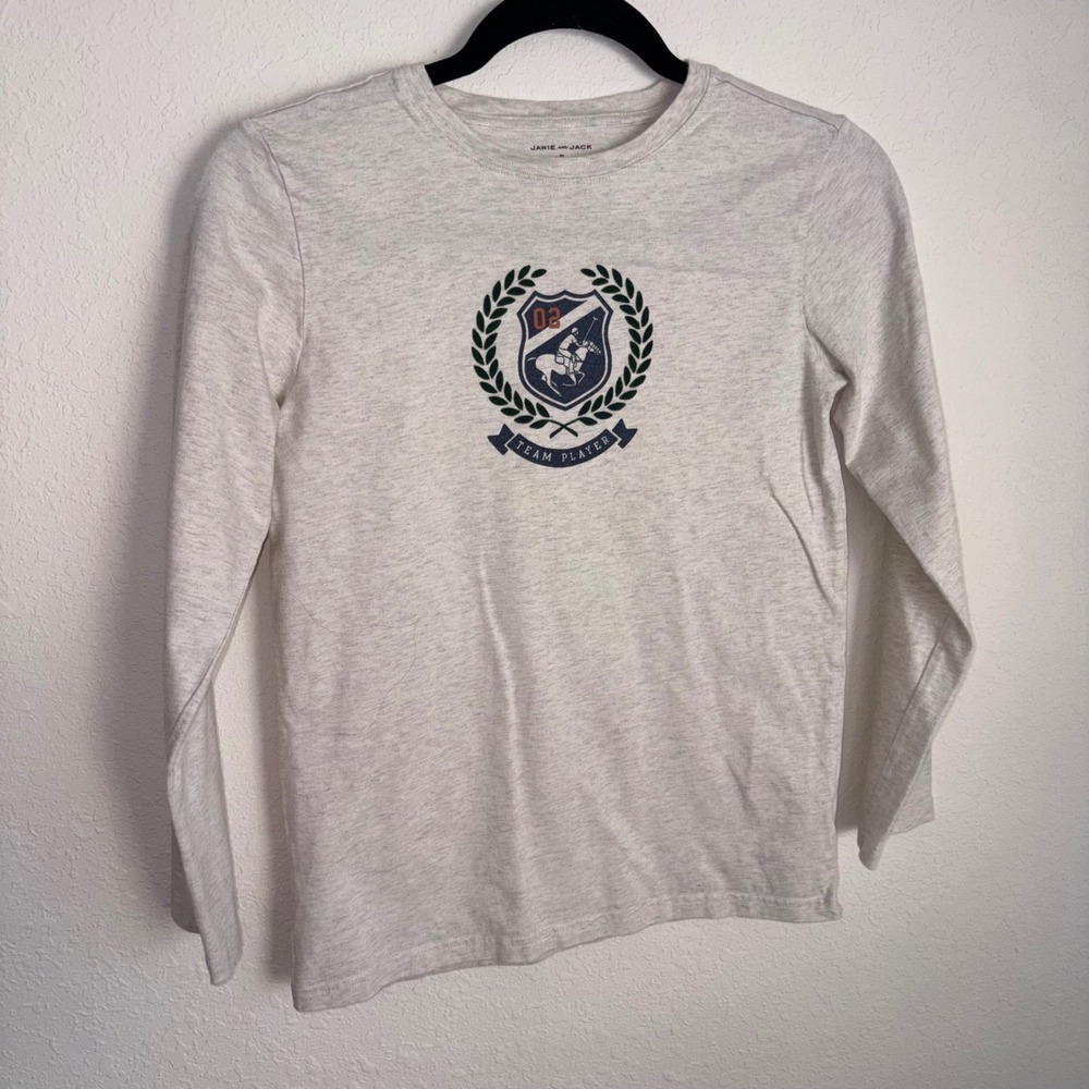 Janie and Jack Long Sleeve T Shirt‎ girls age 12 Crest Graphic Team Player